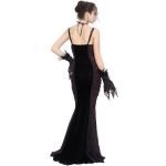 Black Velvet and Burgundy 'Naïade' Long Dress