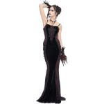 Black Velvet and Burgundy 'Naïade' Long Dress