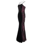 Black Velvet and Burgundy 'Naïade' Long Dress