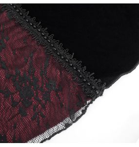 Longue Robe 'Naïade' en Velours Noir et Bordeaux