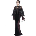 Black Velvet and Burgundy 'Naïade' Long Dress