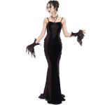 Black Velvet and Burgundy 'Naïade' Long Dress