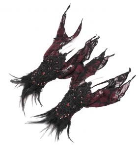 Black and Burgundy 'Dark Evil' Gloves