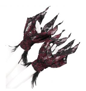 Black and Burgundy 'Dark Evil' Gloves