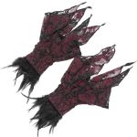 Black and Burgundy 'Dark Evil' Gloves