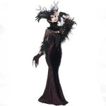 Short Cape 'Helchen' in Black Feathers and Sequins