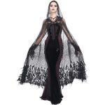 Longue Cape 'Helchen' en Plumes et Paillettes Noires