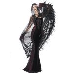 Longue Cape 'Helchen' en Plumes et Paillettes Noires