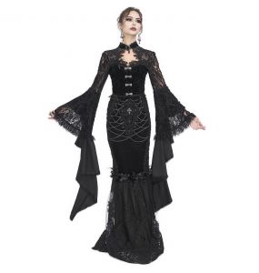 Longue Jupe Taille Haute 'Modaharius' Noire