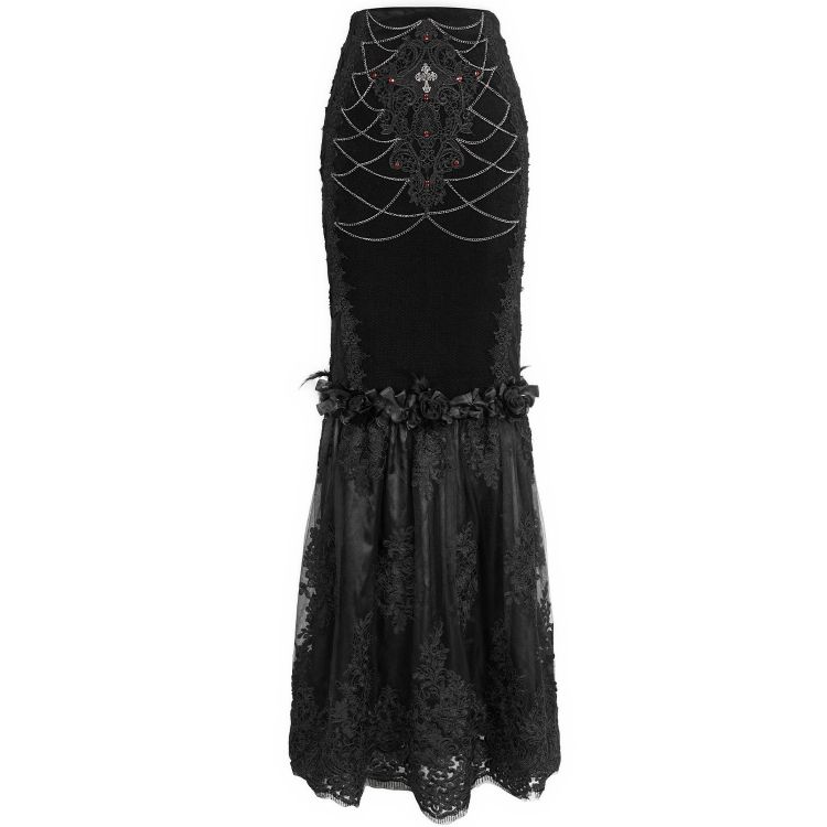 Black 'Modaharius' High Wasted Long Skirt