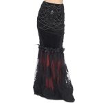 Black and Burgundy 'Modaharius' High Wasted Long Skirt