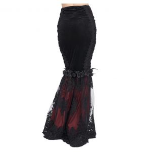 Black and Burgundy 'Modaharius' High Wasted Long Skirt