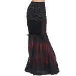 Black and Burgundy 'Modaharius' High Wasted Long Skirt