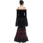 Black and Burgundy 'Modaharius' High Wasted Long Skirt