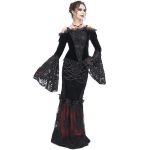 Longue Jupe Taille Haute 'Modaharius' Noire et Bordeaux