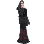 Black and Burgundy 'Modaharius' High Wasted Long Skirt