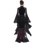 Black and Burgundy 'Modaharius' High Wasted Long Skirt