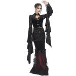 Black and Burgundy 'Modaharius' High Wasted Long Skirt