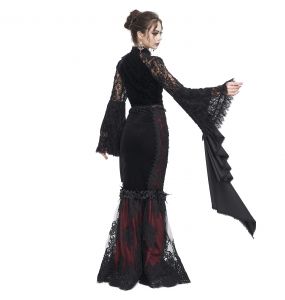 Black and Burgundy 'Modaharius' High Wasted Long Skirt