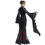 Black and Burgundy 'Modaharius' High Wasted Long Skirt