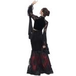 Black and Burgundy 'Modaharius' High Wasted Long Skirt