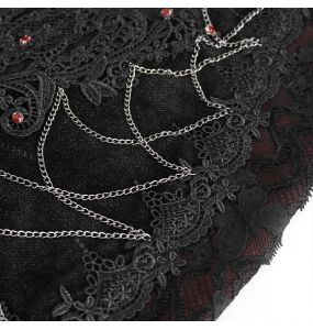 Longue Jupe Taille Haute 'Modaharius' Noire et Bordeaux