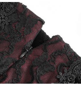 Longue Jupe Taille Haute 'Modaharius' Noire et Bordeaux