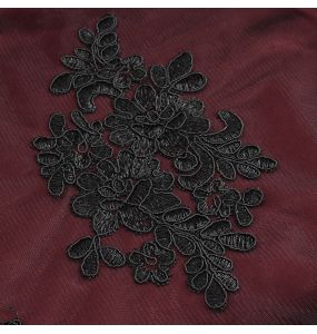 Longue Jupe Taille Haute 'Modaharius' Noire et Bordeaux