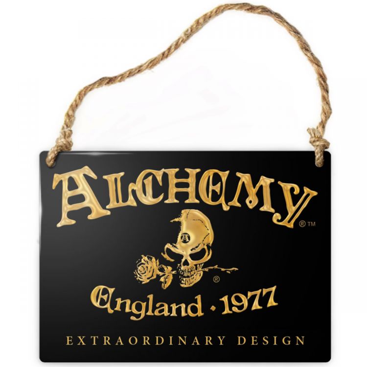 'Alchemy England 1977' Enameled Metal Sign