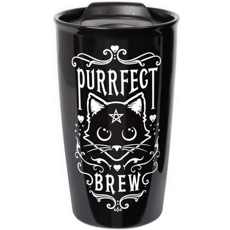 Black 'Purrfect Brew' Double Walled Mug