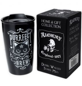 Black 'Purrfect Brew' Double Walled Mug