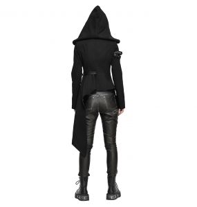 Veste Asymétrique à Capuche 'Badriyah' Noire