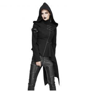 Veste Asymétrique à Capuche 'Badriyah' Noire