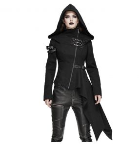 Black 'Badriyah' Asymmetrical Hooded Jacket