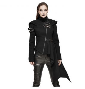 Veste Asymétrique à Capuche 'Badriyah' Noire