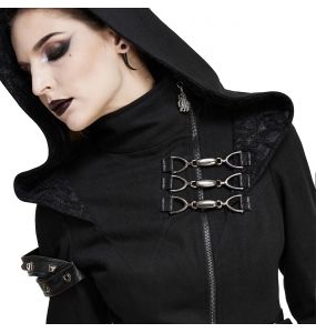 Veste Asymétrique à Capuche 'Badriyah' Noire