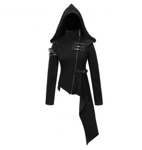 Veste Asymétrique à Capuche 'Badriyah' Noire