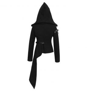 Veste Asymétrique à Capuche 'Badriyah' Noire