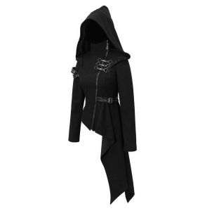 Veste Asymétrique à Capuche 'Badriyah' Noire