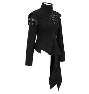 Veste Asymétrique à Capuche 'Badriyah' Noire