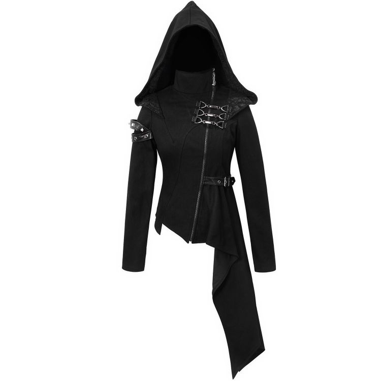 Black 'Badriyah' Asymmetrical Hooded Jacket