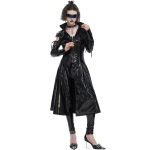 Black 'Alwina' Patent Vegan Leather Long Coat