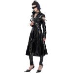 Black 'Alwina' Patent Vegan Leather Long Coat