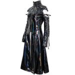 Black 'Alwina' Patent Vegan Leather Long Coat