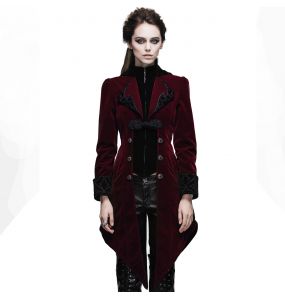 Burgundy Velvet 'Algonda' Swallow Tail Jacket