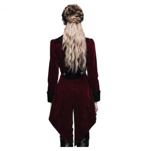 Burgundy Velvet 'Algonda' Swallow Tail Jacket