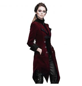 Burgundy Velvet 'Algonda' Swallow Tail Jacket