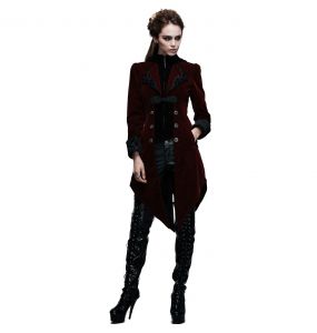 Burgundy Velvet 'Algonda' Swallow Tail Jacket