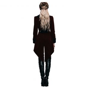 Burgundy Velvet 'Algonda' Swallow Tail Jacket