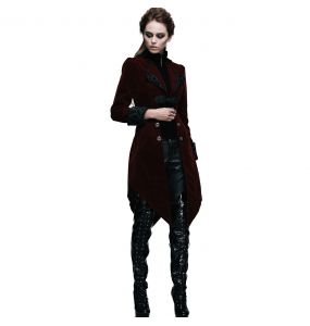 Burgundy Velvet 'Algonda' Swallow Tail Jacket